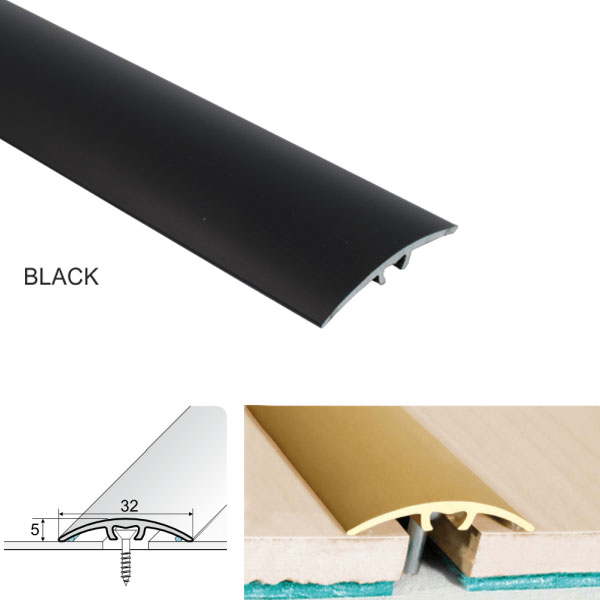 BlackAluminiumThresholdStripsforWooden