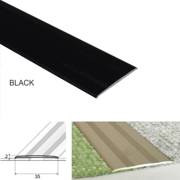 BlackFlatAluminiumDoorThresholdsSelfAdhesive