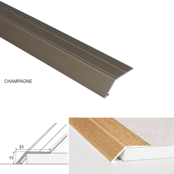 Champagne Aluminium Door Thresholds Ramp Self Adhesive For Connecting Wooden