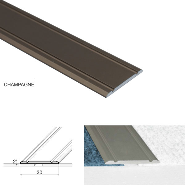ChampagneSelf Adhesive Aluminium Flat Door Threshold for Wood