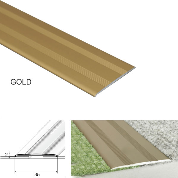 Gold Flat Aluminium Door Thresholds Self Adhesive