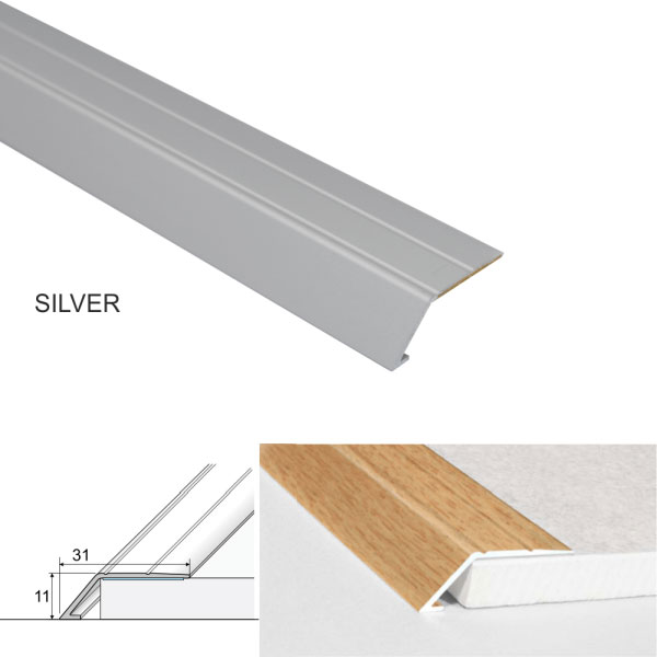 SilverAluminiumDoorThresholdsRampSelfAdhesiveForConnectingWooden