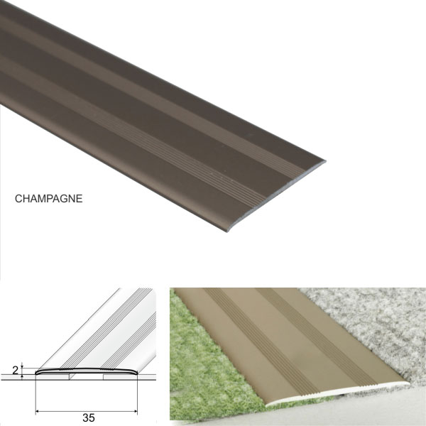 champagne Flat Aluminium Door Thresholds Self Adhesive