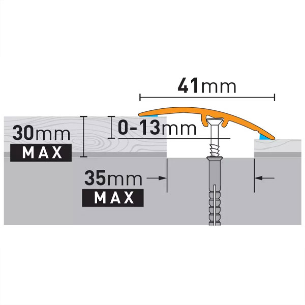 41mm Brushed Anodised Aluminium Door Floor Bar Edge Trim Threshold - Image 2
