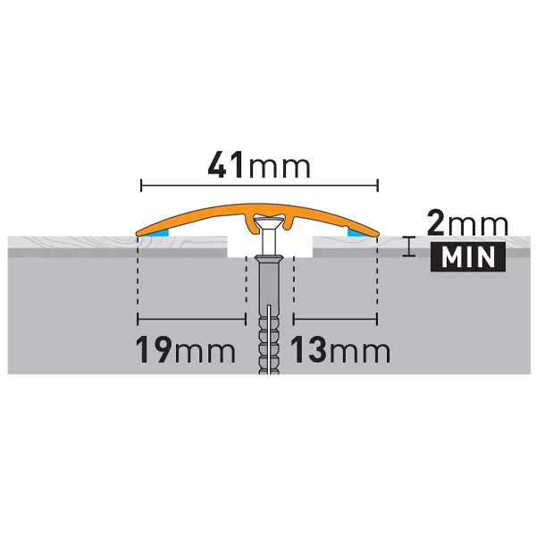 41mm Brushed Anodised Aluminium Door Floor Bar Edge Trim Threshold - Image 3