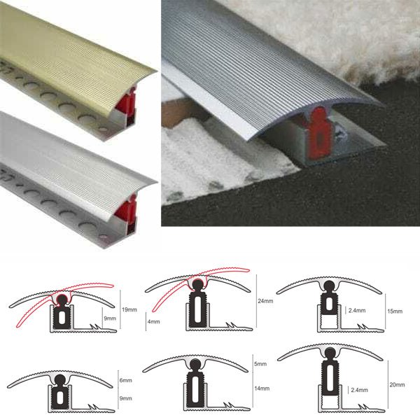 Aluminium Door Threshold T Bar Trim Adjustable Easy Clip