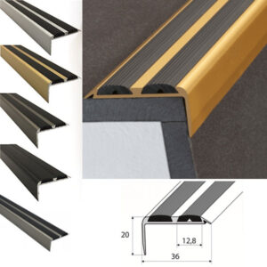 Aluminium Non-Slip Rubber Stair Nosing Edge Trim – Perfect for DIY