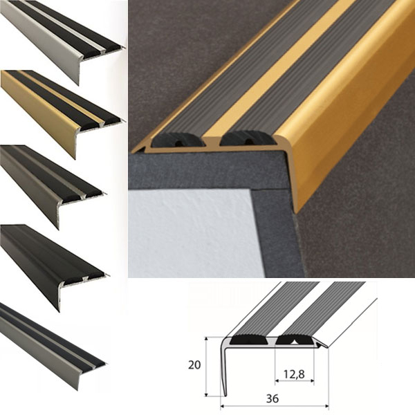 Aluminium Non-Slip Rubber Stair Nosing Edge Trim – Perfect for DIY
