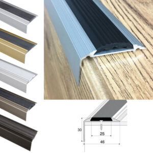 Aluminium Self Adhesive Anti Slip Stair Nosing Edge Trim Rubber Insert