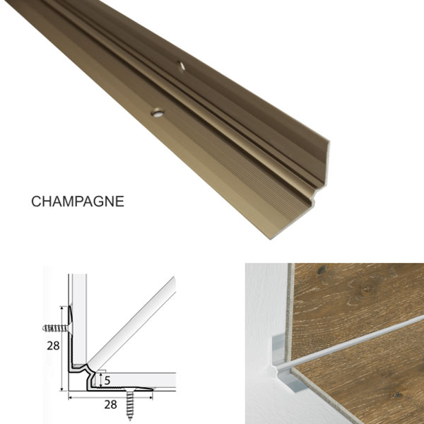 Aluminium Stairs Nosing For Inner corner Luxury Click Vinyl Flooring Champagne