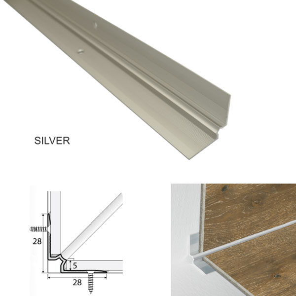 Aluminium Stairs Nosing For Inner corner Luxury Click Vinyl Flooring Silver