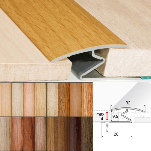 Heavy Duty Aluminium Wood Effect Threshold for Vinyl & Wooden Floors