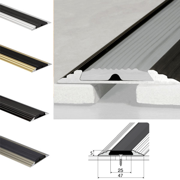 Anodised Aluminium A10 Flat Non-Slip Door Threshold 50mm