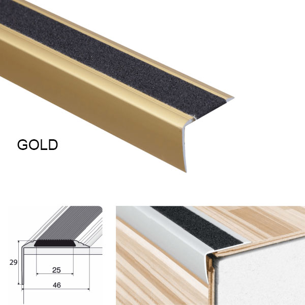 Anti-Slip Aluminium Stair Nosing Edge Trim Gold