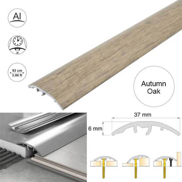 Auntum Oak 37mm Multi-Purpose Aluminium Floor Wood Effect Transition Strip