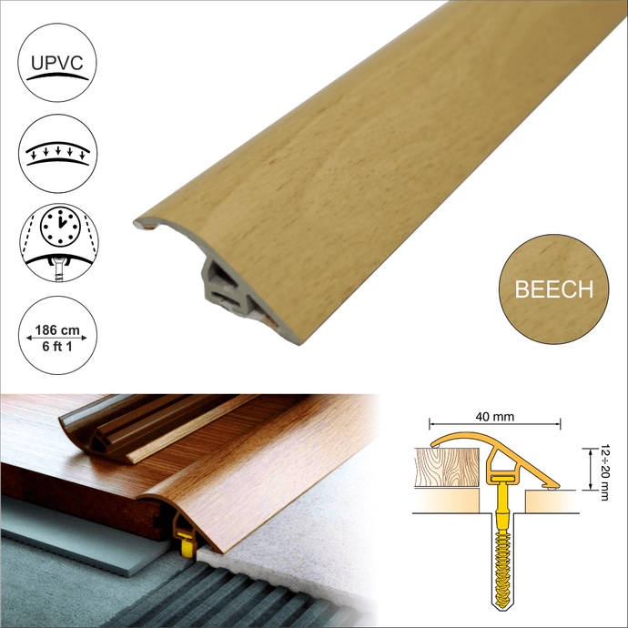 Beech 40mm Wood Effect UPVC Door Threshold