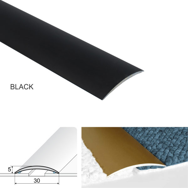 Black 30mm Anodised Aluminium Self Adhesive Door Threshold floor trim