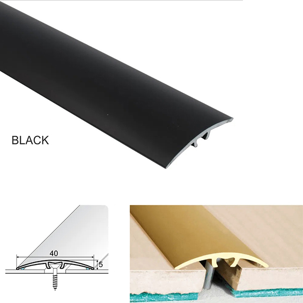 Black 40mm Anodised Aluminium Door Threshold for connecting wooden