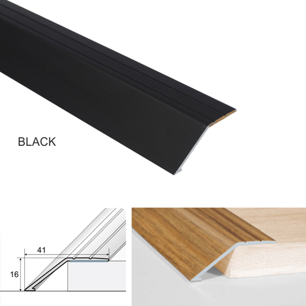 Black 41mm Anodised Aluminium Door Threshold Ramp Profile Screwfix