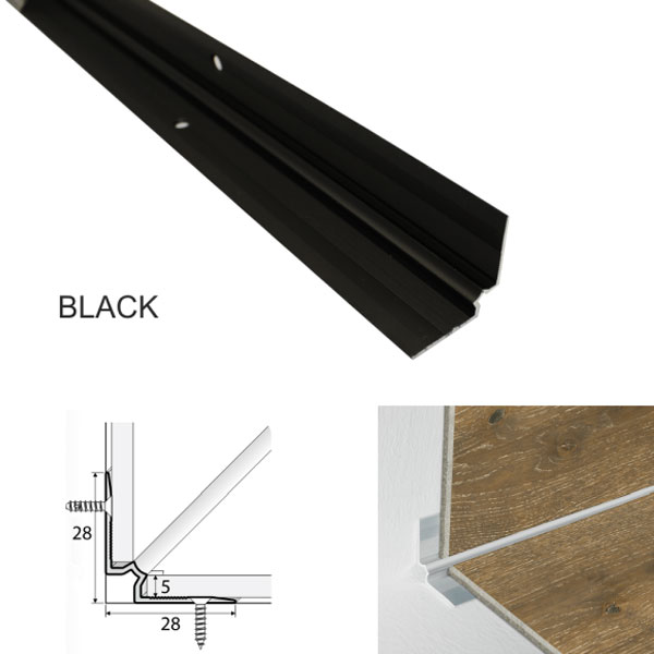 Black Aluminium Stairs Nosing For Inner corner Luxury Click Vinyl Flooring