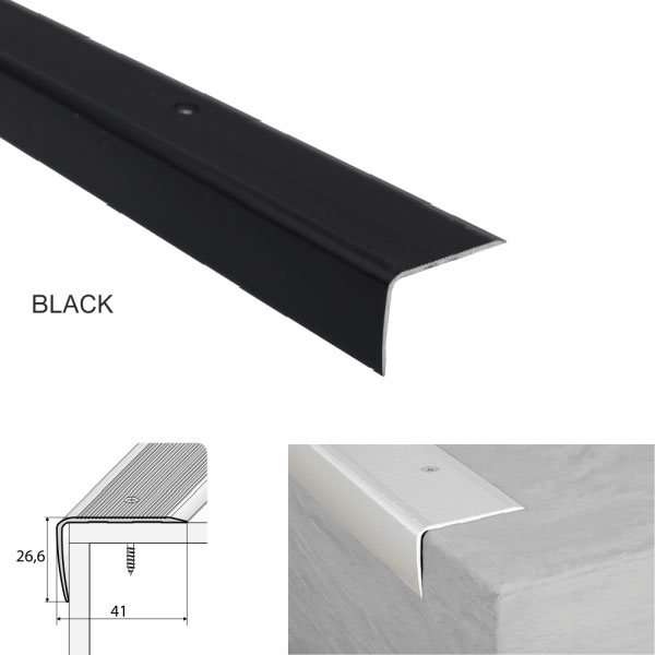 Black Non Slip Aluminium Stair Nosing for Wooden Stair Treads