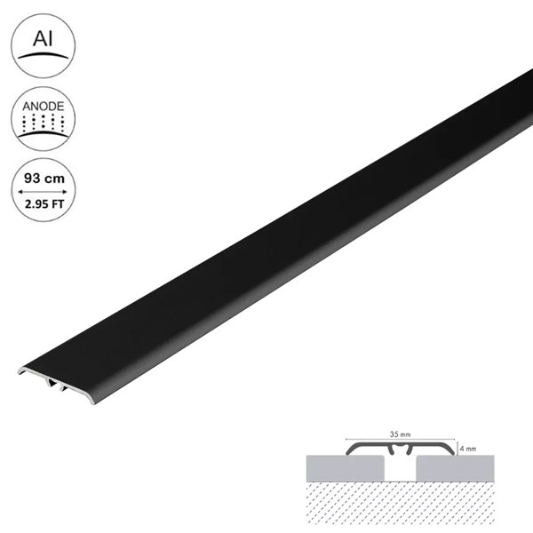 BlackAluminium Door Bars Threshold Strip Transition Trim Laminate Tiles