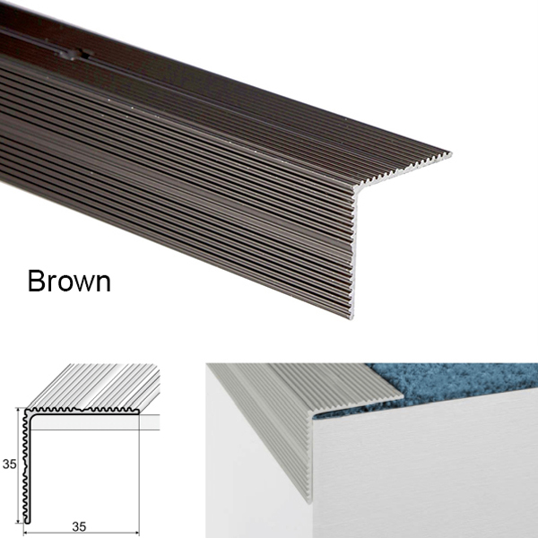 Brown Self Adhesive Aluminium Stair Nosing for Edge Protection