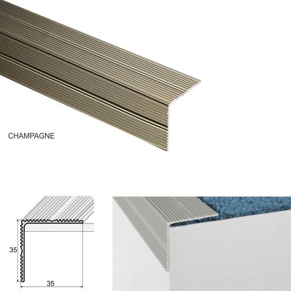 Chamopgne Self Adhesive Aluminium Stair Nosing for Edge Protection