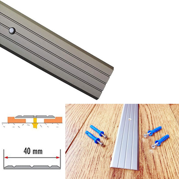 Champagne Aluminium Drilled Fluted Floor Threshold Rail for Wooden Floors
