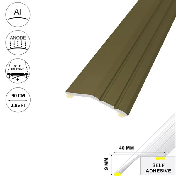 Champagne Self Adhesive Anodised Aluminium Door Floor Bar Edge Trim Threshold Ramp