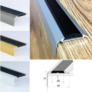Durable Anodised Aluminium Stair Nosing – Rubber Non Slip Treads