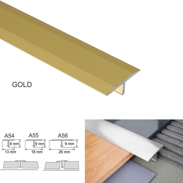 Gold 26mm Anodised Aluminium Door Threshold T Bar Transition Trim For Tiles