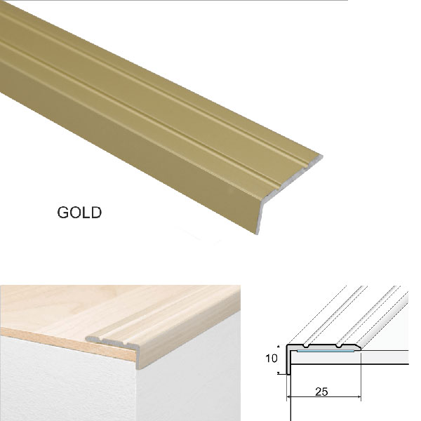 Gold Aluminium Anti Non Slip Stair Edge Nosing