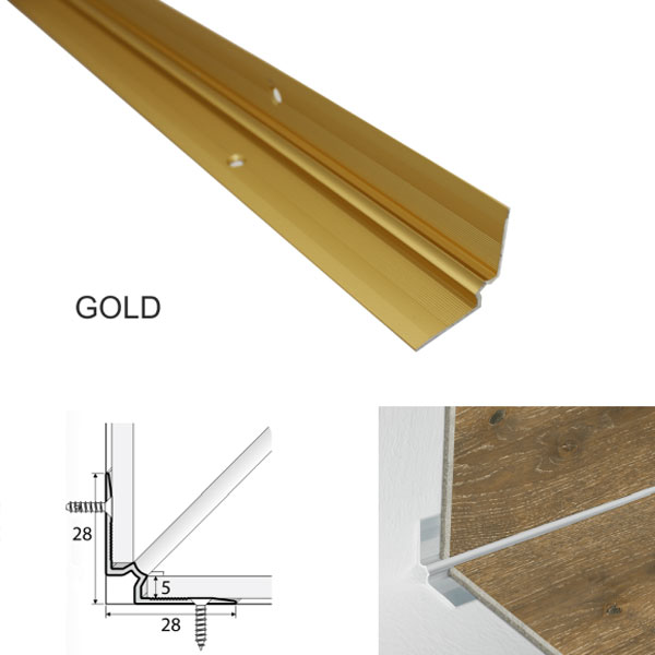 Gold Aluminium Stairs Nosing For Inner corner Luxury Click Vinyl Flooring