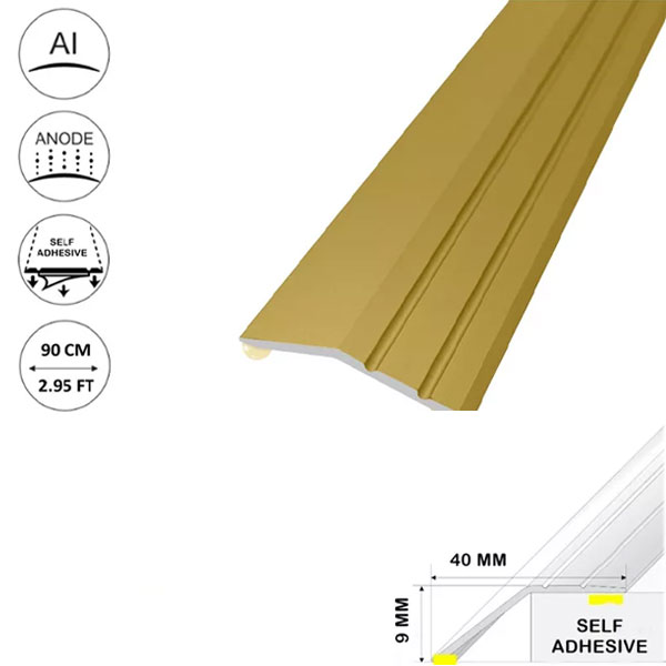 Gold Self Adhesive Anodised Aluminium Door Floor Bar Edge Trim Threshold Ramp