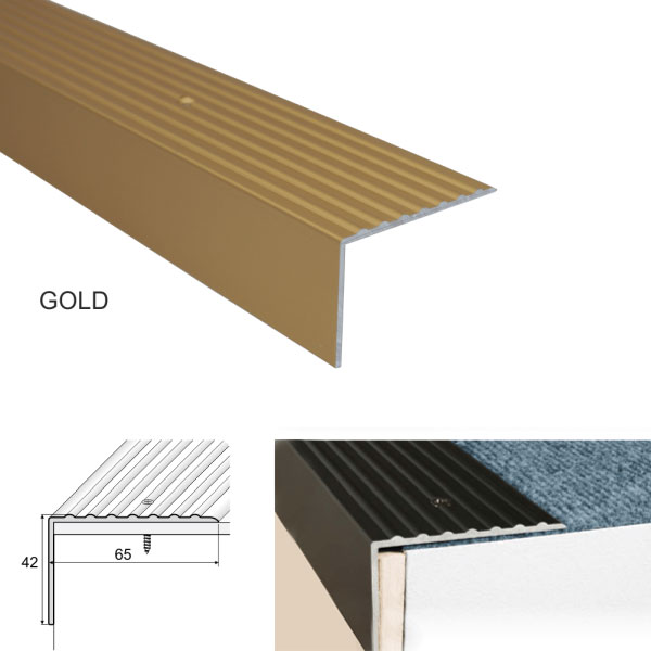 GoldNon Slip Heavy Duty Aluminum Stairs Nosing For Stair Treads