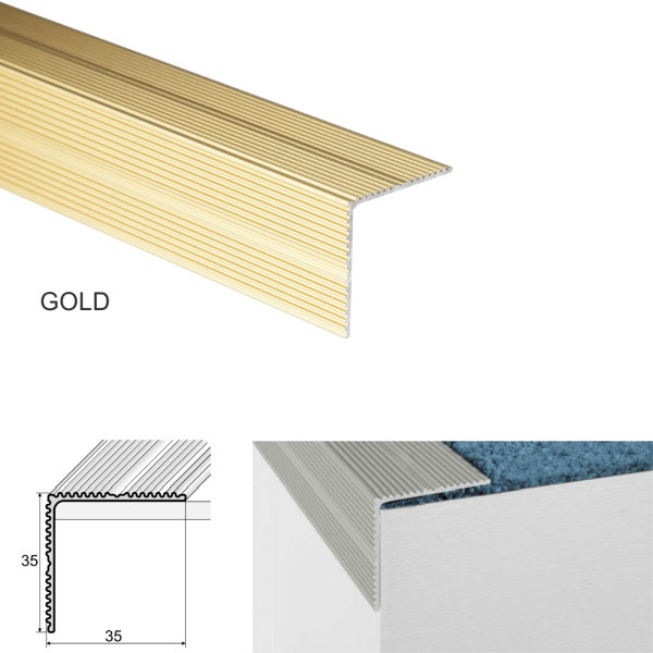GoldSelfAdhesiveAluminiumStairNosingforEdgeProtection