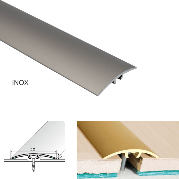 Inox 40mm Anodised Aluminium Door Threshold for connecting wooden