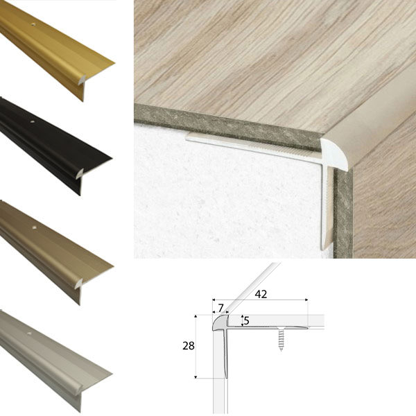 Inox Aluminium Luxury Click Vinyl Flooring Stairs Nosing
