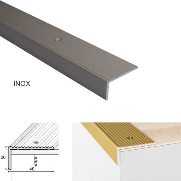 Inox Anti-Slip Aluminum Stairs Nosing For Wooden Treads