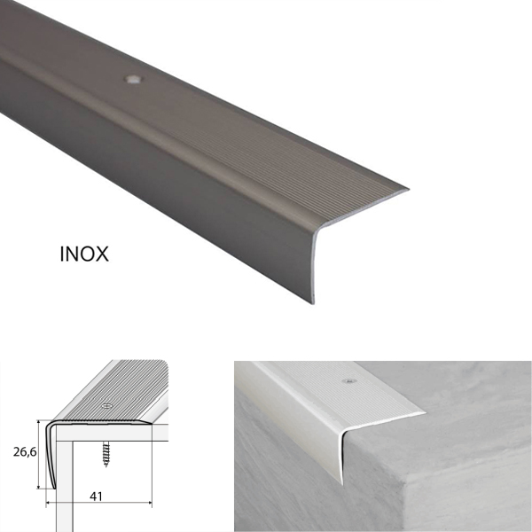 Inox Non Slip Aluminium Stair Nosing for Wooden Stair Treads