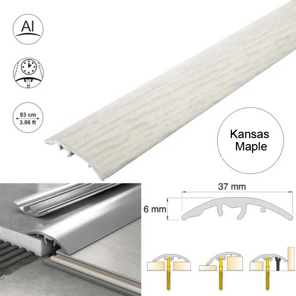 Kansas maple 37mm Multi-Purpose Aluminium Floor Wood Effect Transition Strip