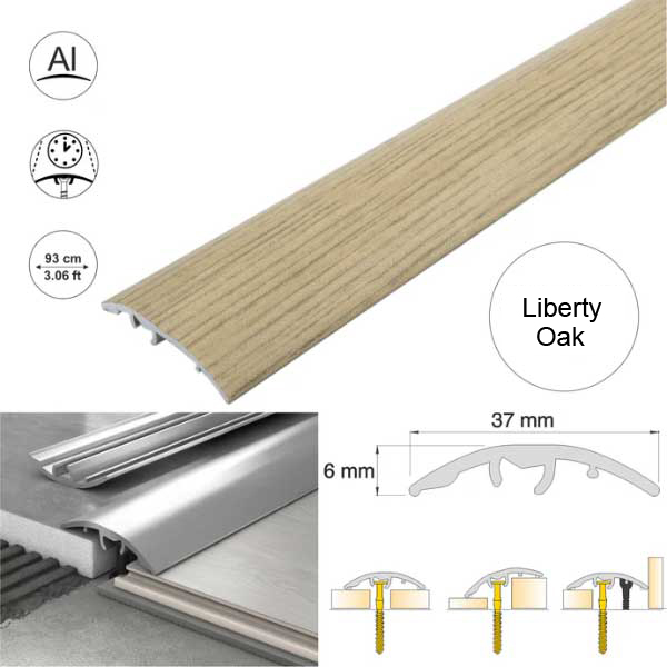 Liberty Oak 37mm Multi-Purpose Aluminium Floor Wood Effect Transition Strip