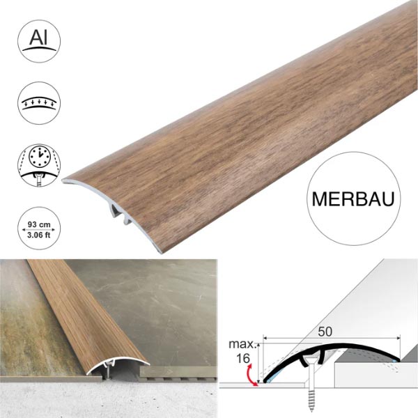 Merbau 50mm Heavy Duty Aluminium Wood Effect Door Threshold Strip