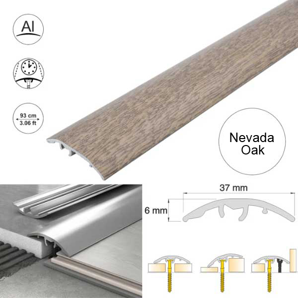 Nevada Oak 37mm Multi-Purpose Aluminium Floor Wood Effect Transition Strip
