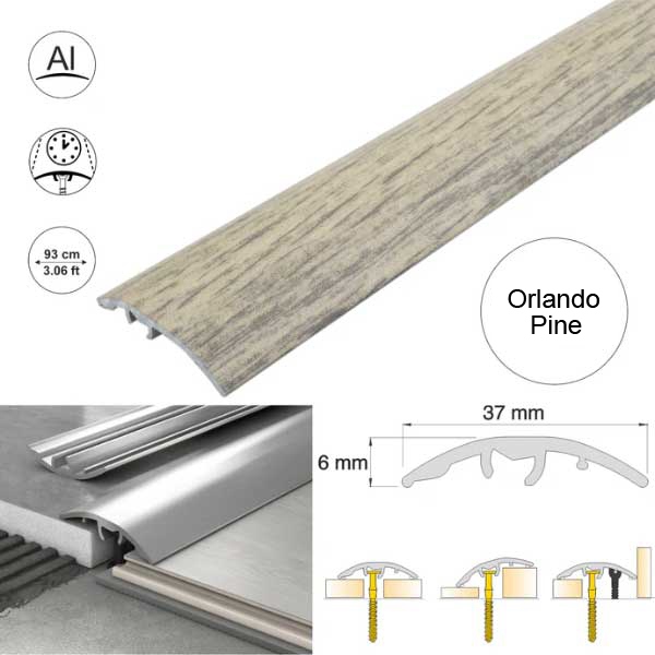 Orlnado pine 37mm Multi-Purpose Aluminium Floor Wood Effect Transition Strip