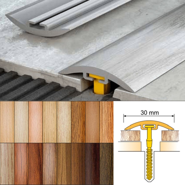 PVC door floor trim30mm Wide for wooden, laminate, carpet, vinyl or tiledfloors