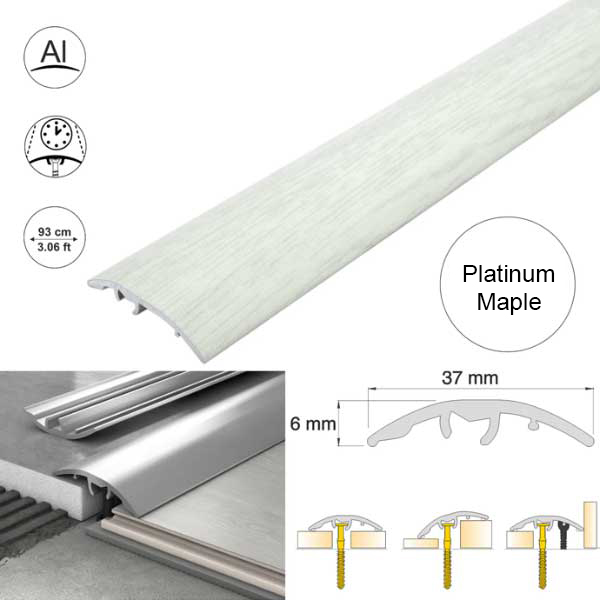 Plantium Maple 37mm Multi-Purpose Aluminium Floor Wood Effect Transition Strip