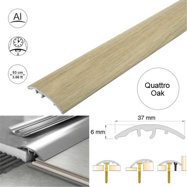 Quontra oak 37mm Multi-Purpose Aluminium Floor Wood Effect Transition Strip