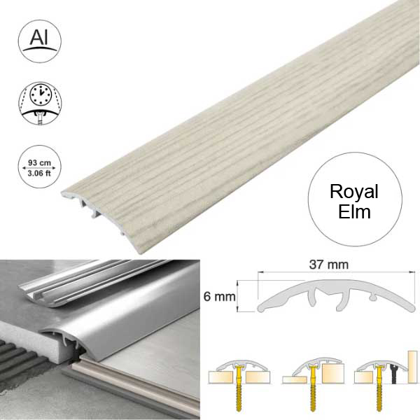 Royal Elm 37mm Multi-Purpose Aluminium Floor Wood Effect Transition Strip